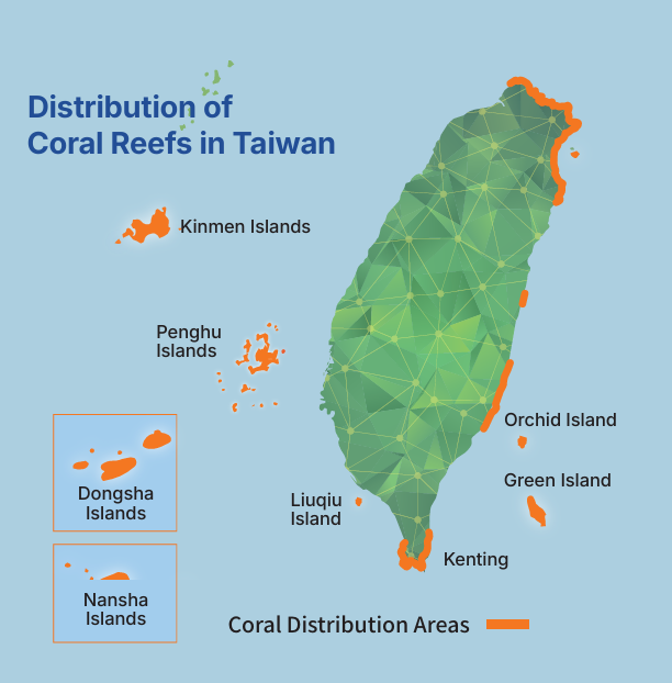 Distribution of Coral Reefs in Taiwan